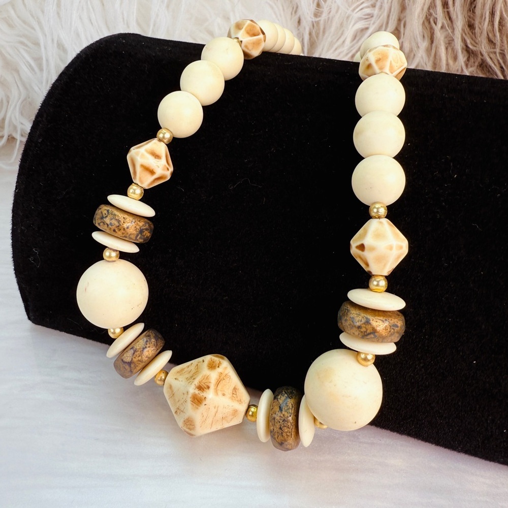 Bohemian chic, tribal, vintage, beaded necklace, costume